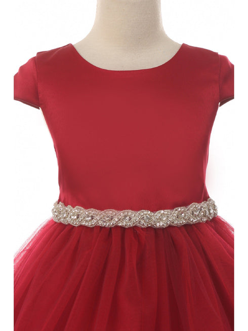 Kids Dream Little Girls Red Satin Tulle Rhinestone Christmas Dress 2T-6 - SophiasStyle.com